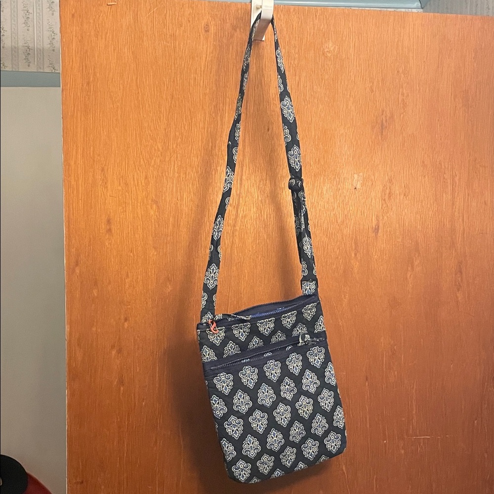 Elegant Navy Patterned Crossbody Bag